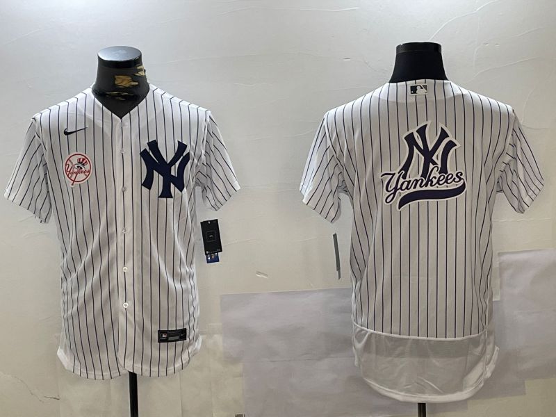 Men New York Yankees Blank White stripe Elite 2024 Nike MLB Jersey style 10167